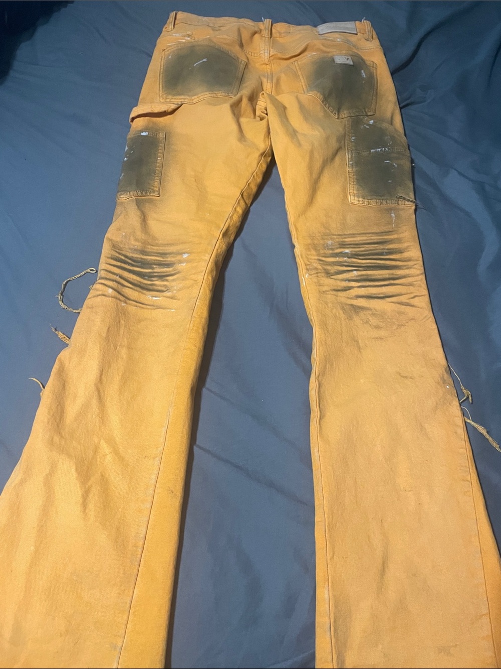 Yellow Distressed Flared Jeans - Picture 4 of 4